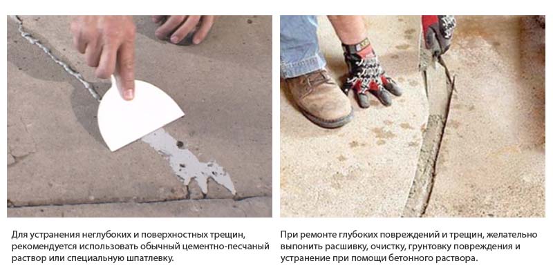 Ремонт трещин пола в гараже